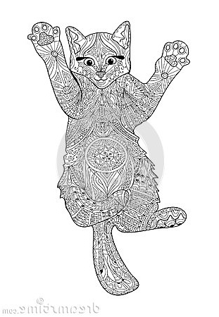 illustration stock chaton dr le livre de coloriage pour des adultes livre de chat de zentangle image