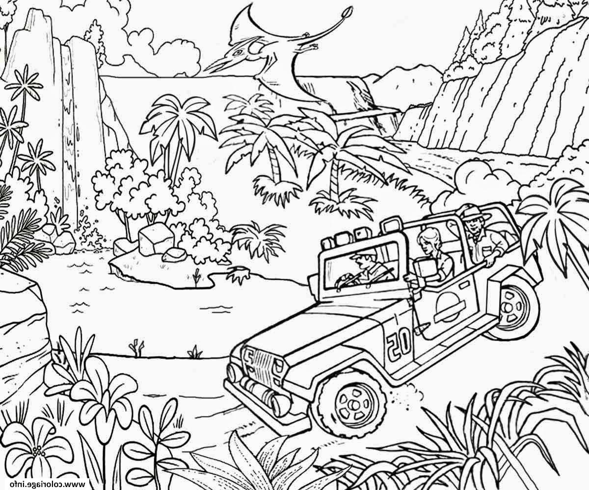 jungle jeep car jurassic park coloriage dessin
