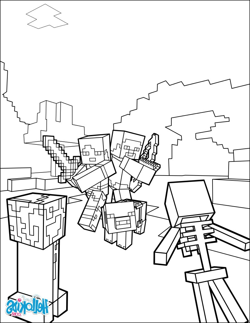 minecraft coloring page fight all the mobs