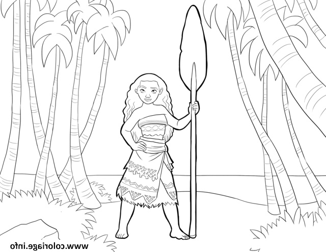 vaiana moana disney in the forest coloriage