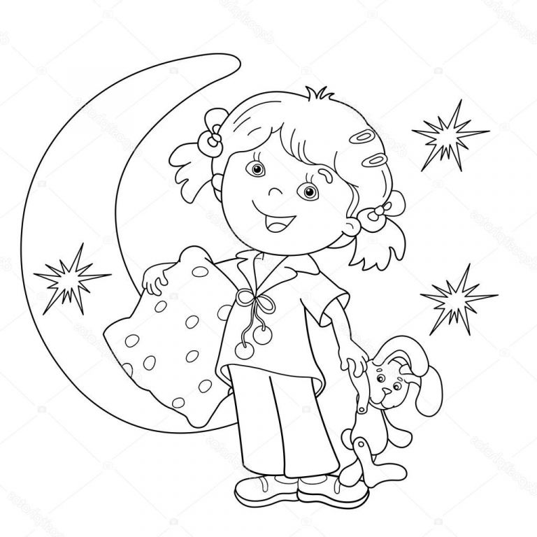 Coloriage Pyjama Beau Collection Colorir A Página Contorno Da Menina Dos Desenhos Animados