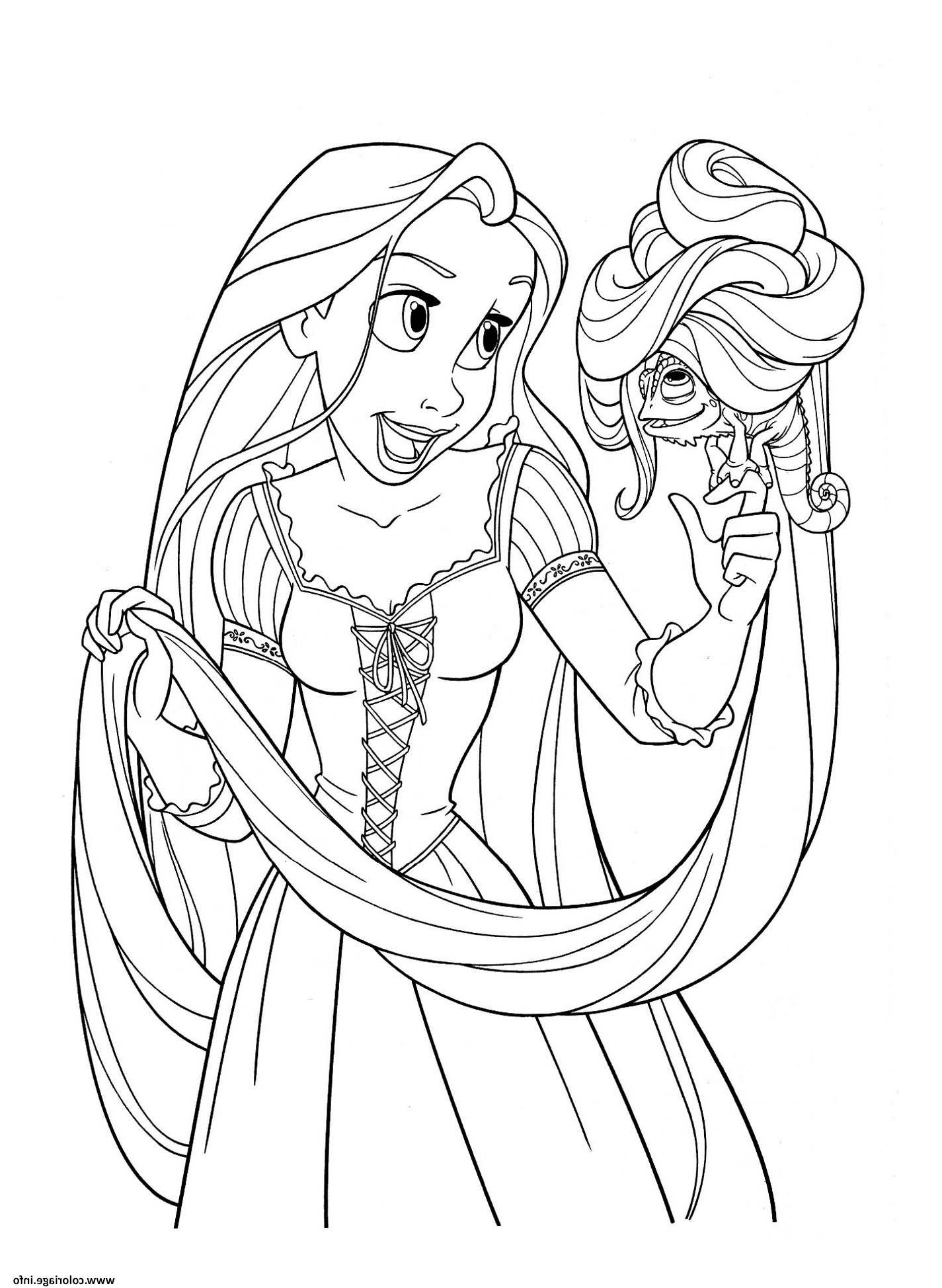 raiponce princesse disney avec pascal coloriage dessin