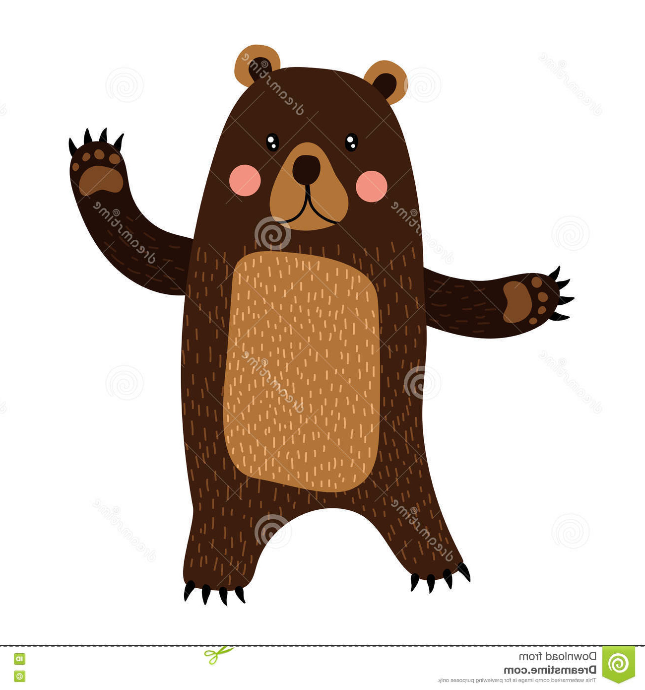 illustration stock un ours debout élevant le personnage de dessin animé de deux mains image