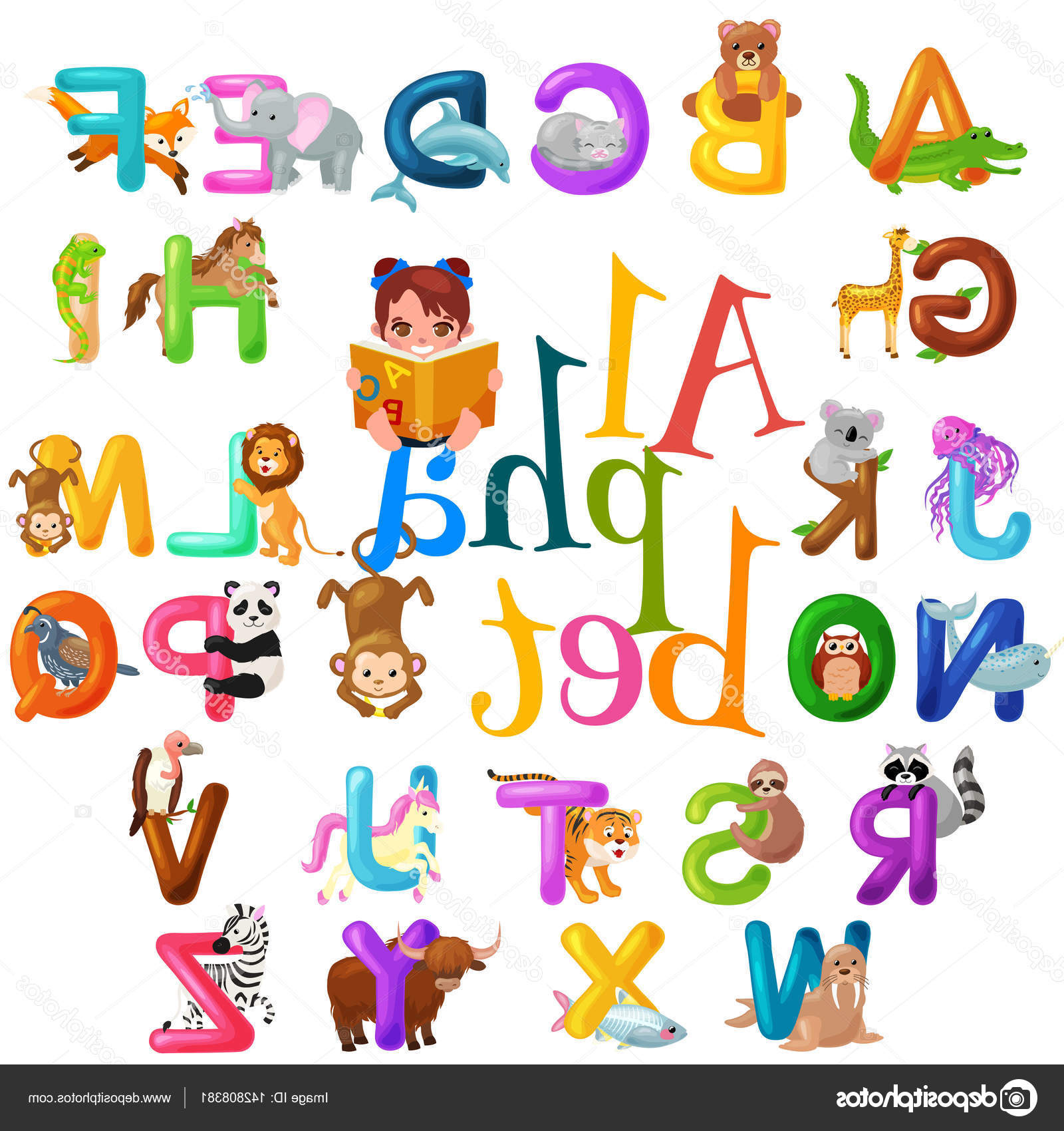 stock illustration animals alphabet set for kids