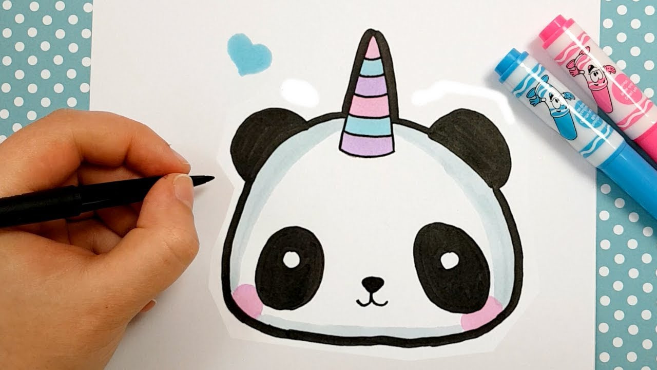 ment dessiner un panda licorne kawaii emoji