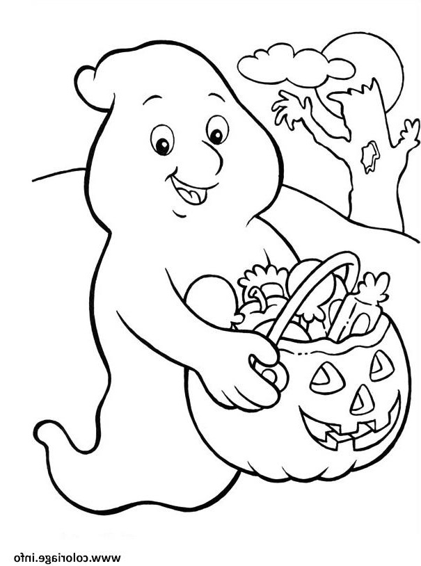 fantome donne des bonbons halloween coloriage dessin