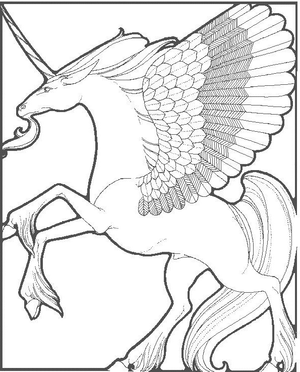 coloriage licorne avec des ailes