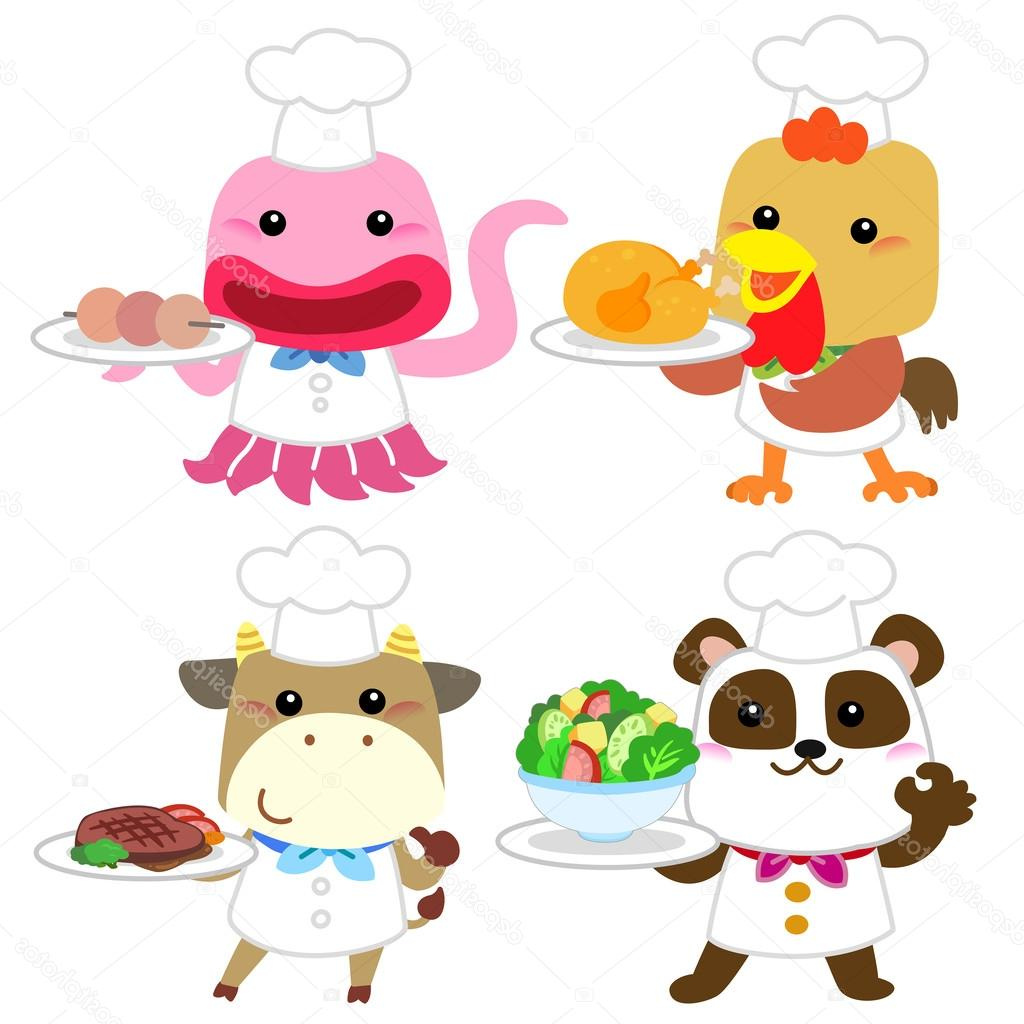 stock illustration cute cartoon animal cook collection