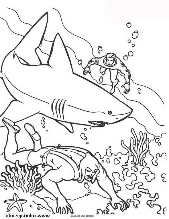 aquaman avec un requin coloriage