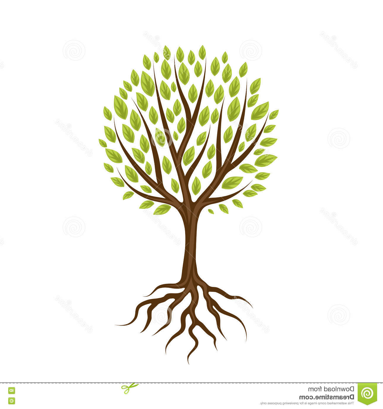 illustration stock arbre stylisé de résumé avec des racines et des feuilles illustration naturelle image