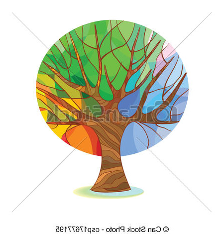 stylisé arbre quatre saisons