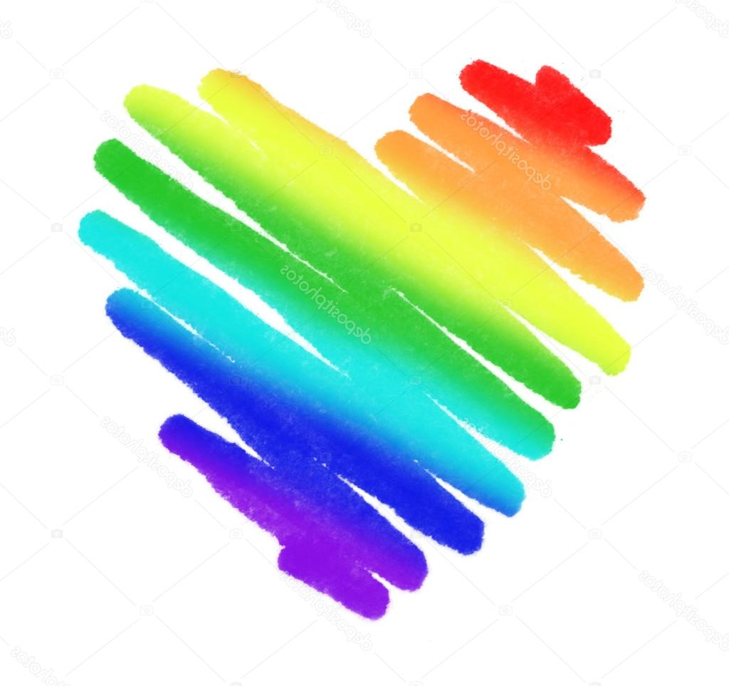 stock photo rainbow color drawing stroke heart