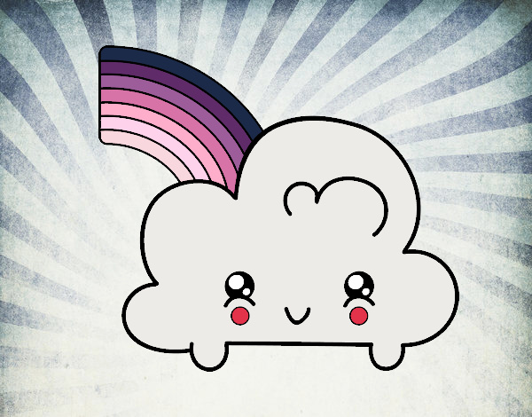 nuage avec arc en ciel kawaii