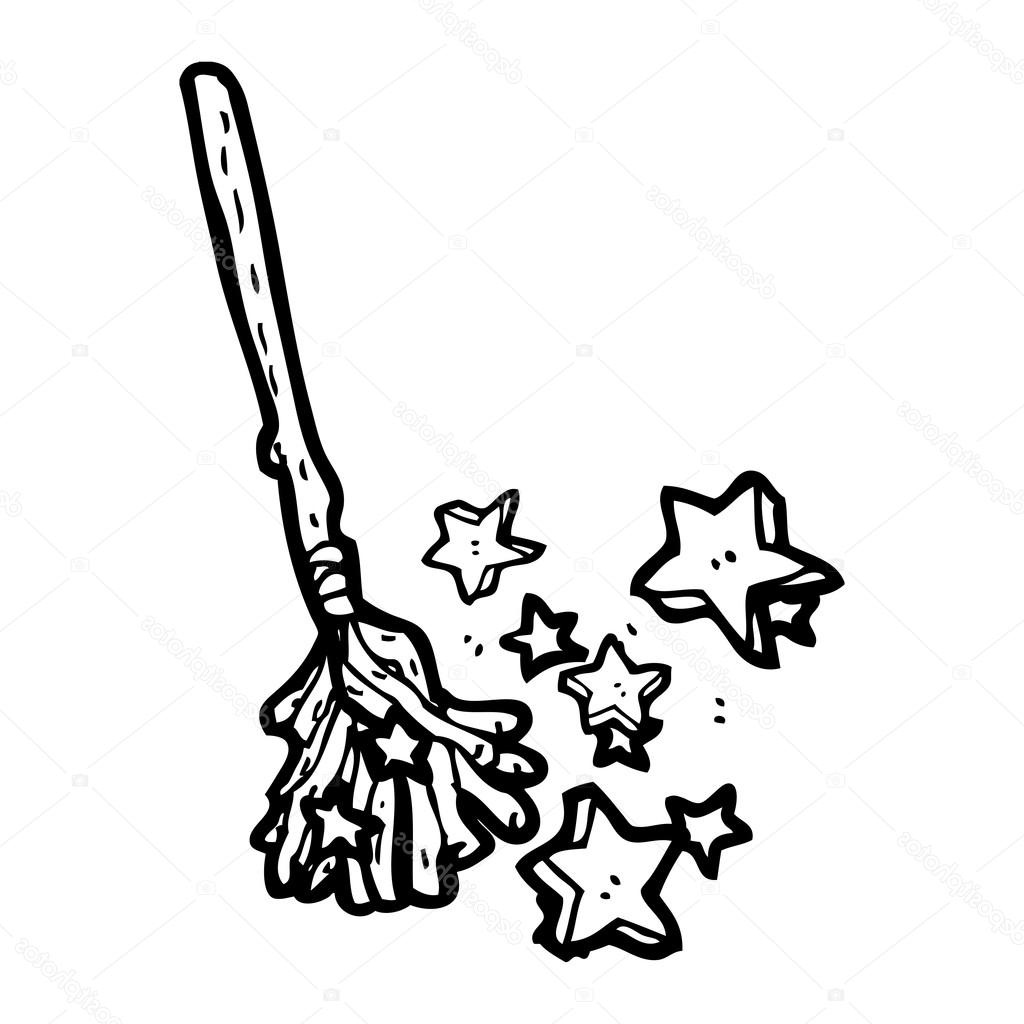 stock illustration magic broom