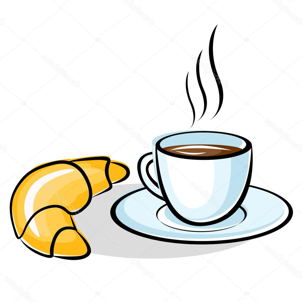 stock illustration coffee with croissant