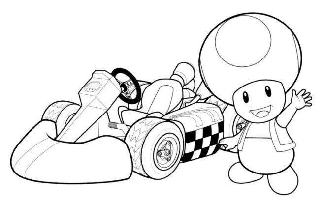 dessin toad et voiture de course en couleur 5853