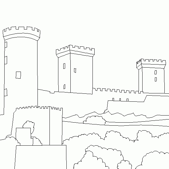 dessin chateau donjon rempart moyen age