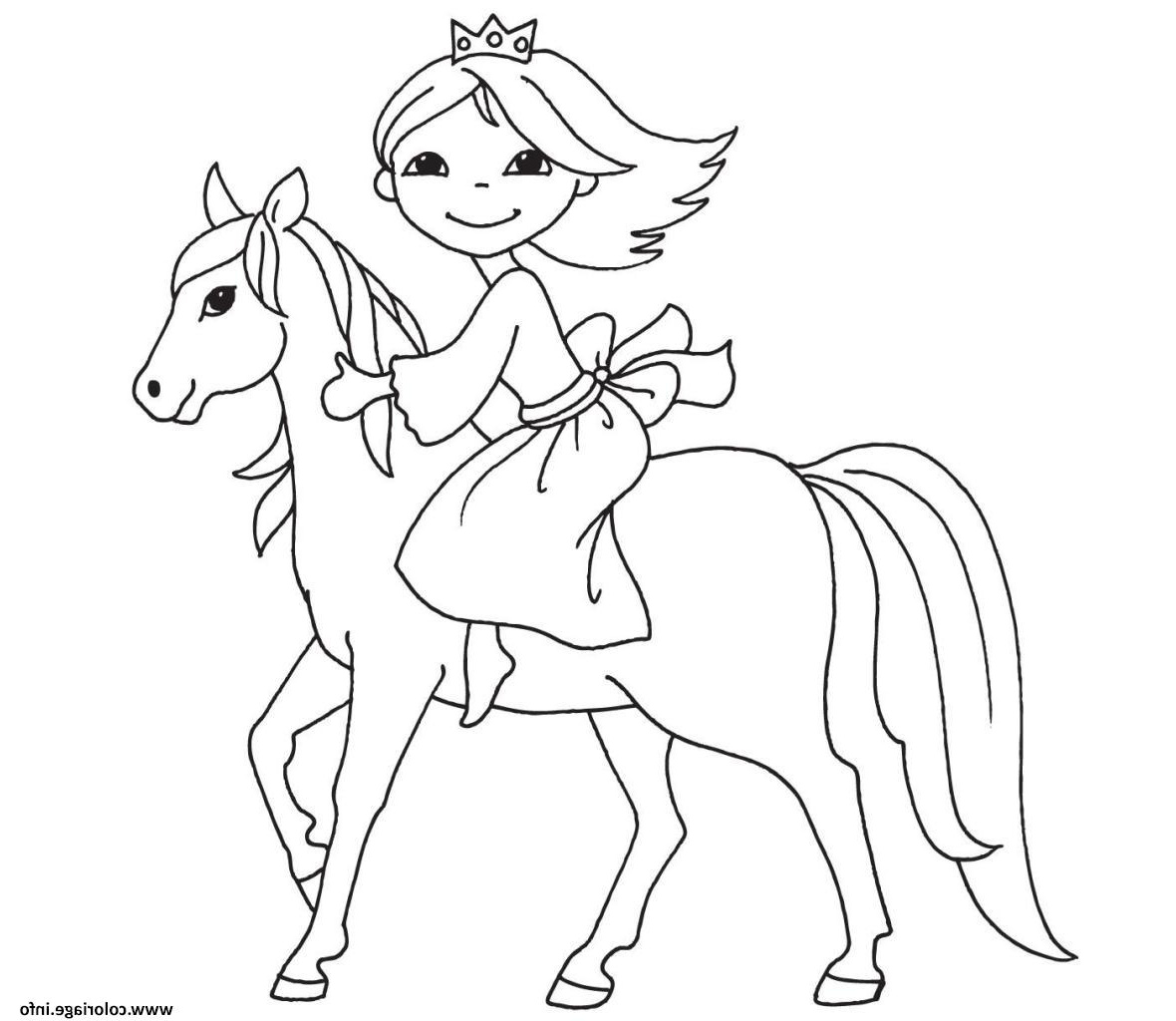 princesse sur son cheval coloriage
