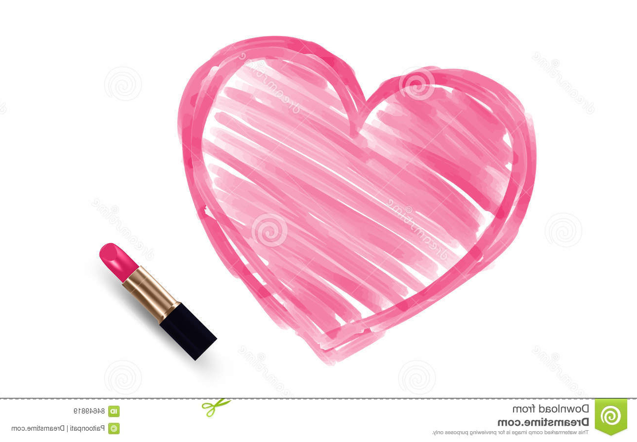 illustration stock dessin de coeur par couleur de rose de rouge à lèvres image