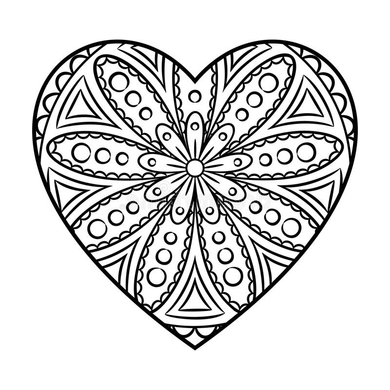 illustration stock mandala de coeur de griffonnage image