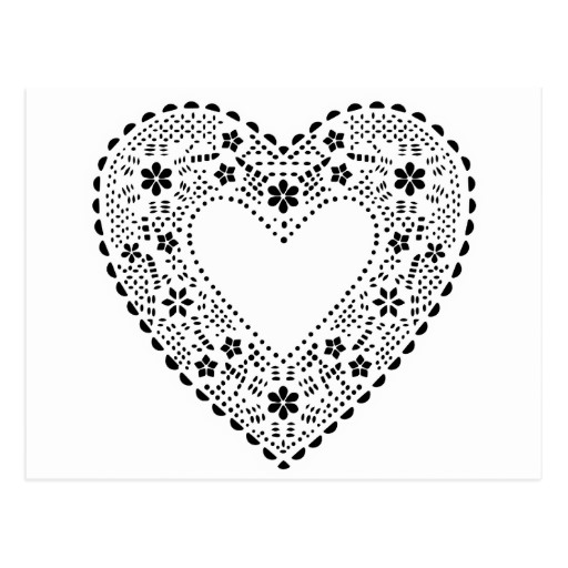 coeur noir et blanc de dentelle carte postale