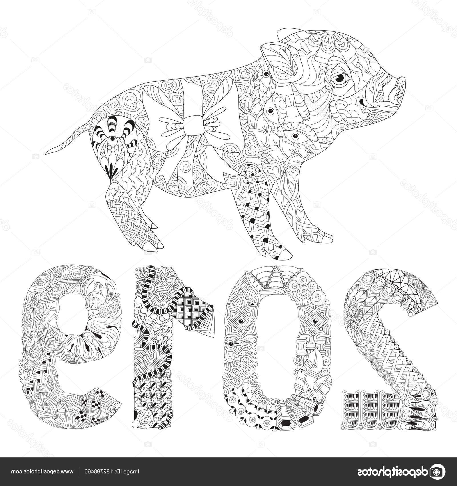 stock illustration piggy coloring book with number