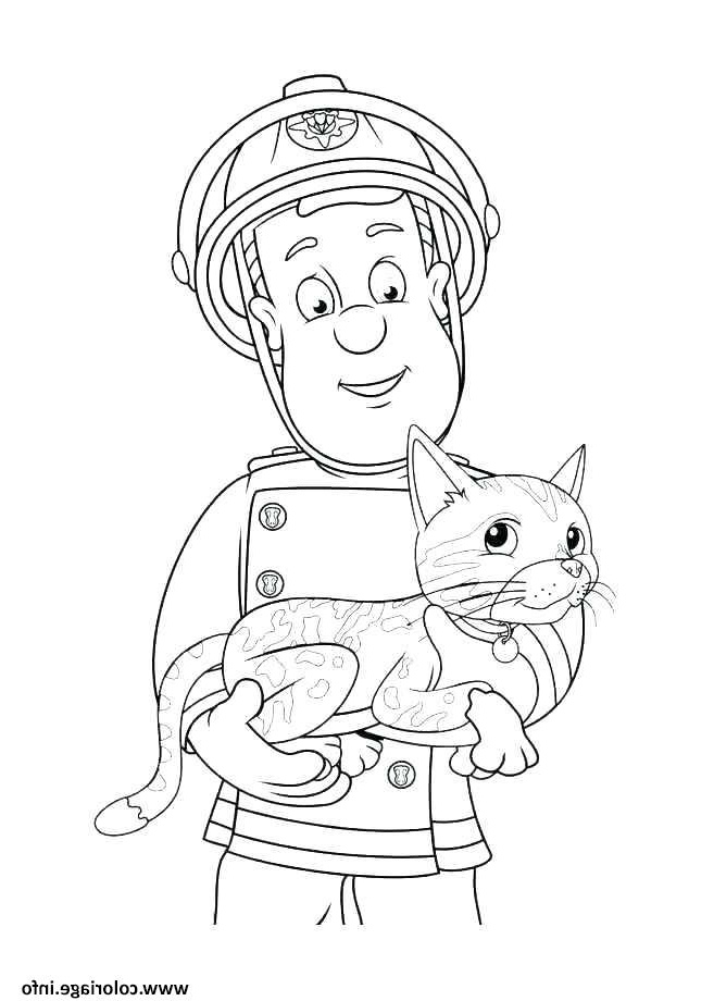 sam le pompier sauve un autre chat coloriage