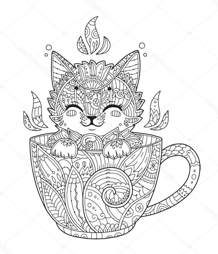 stock illustration kitten in cup for adult