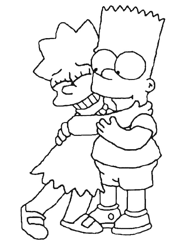 coloriage Bart et lisa simpson