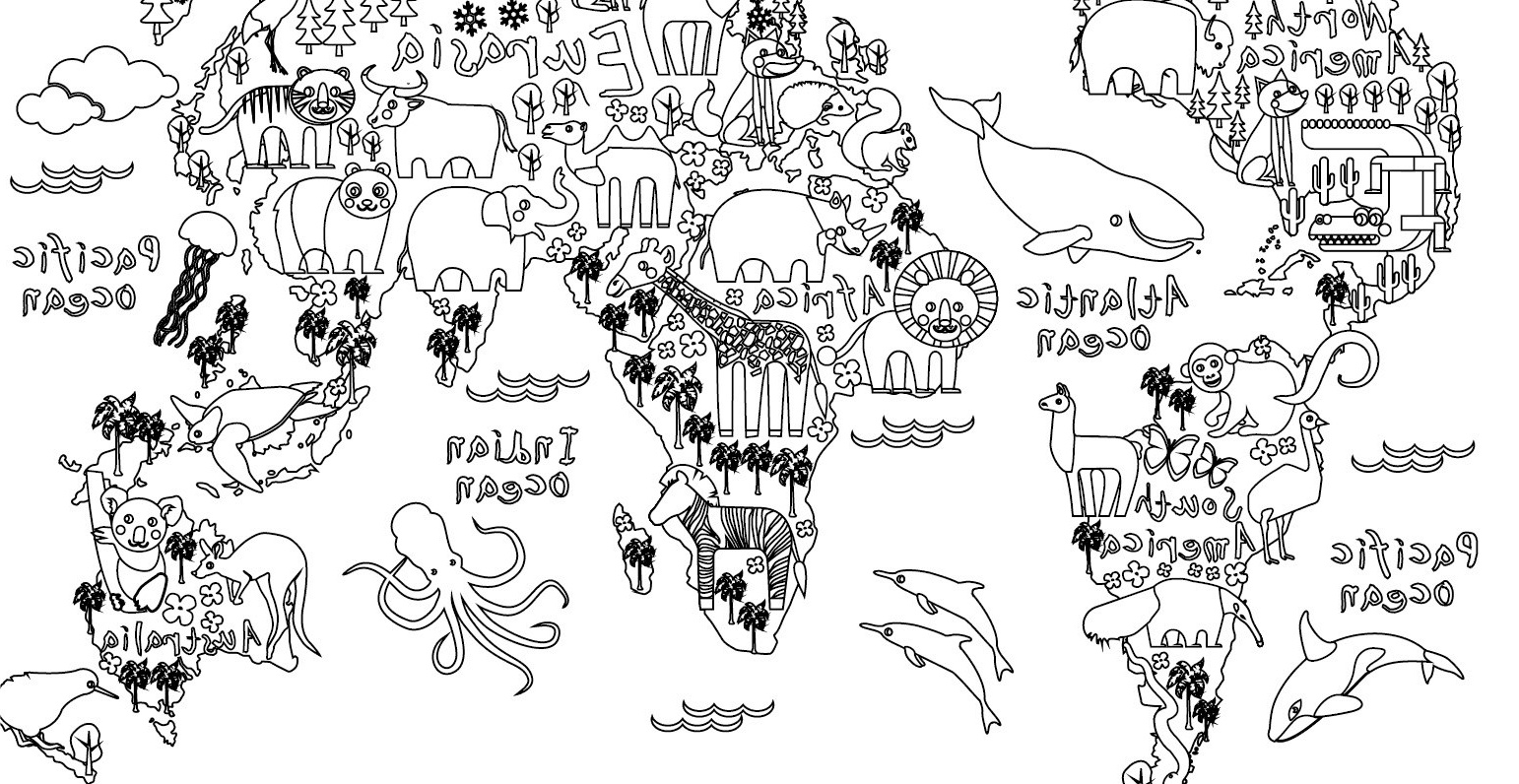 coloriage gratuit carte monde animaux