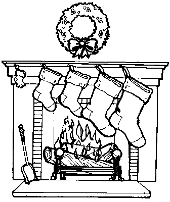 dessin de cheminee de noel a colorier