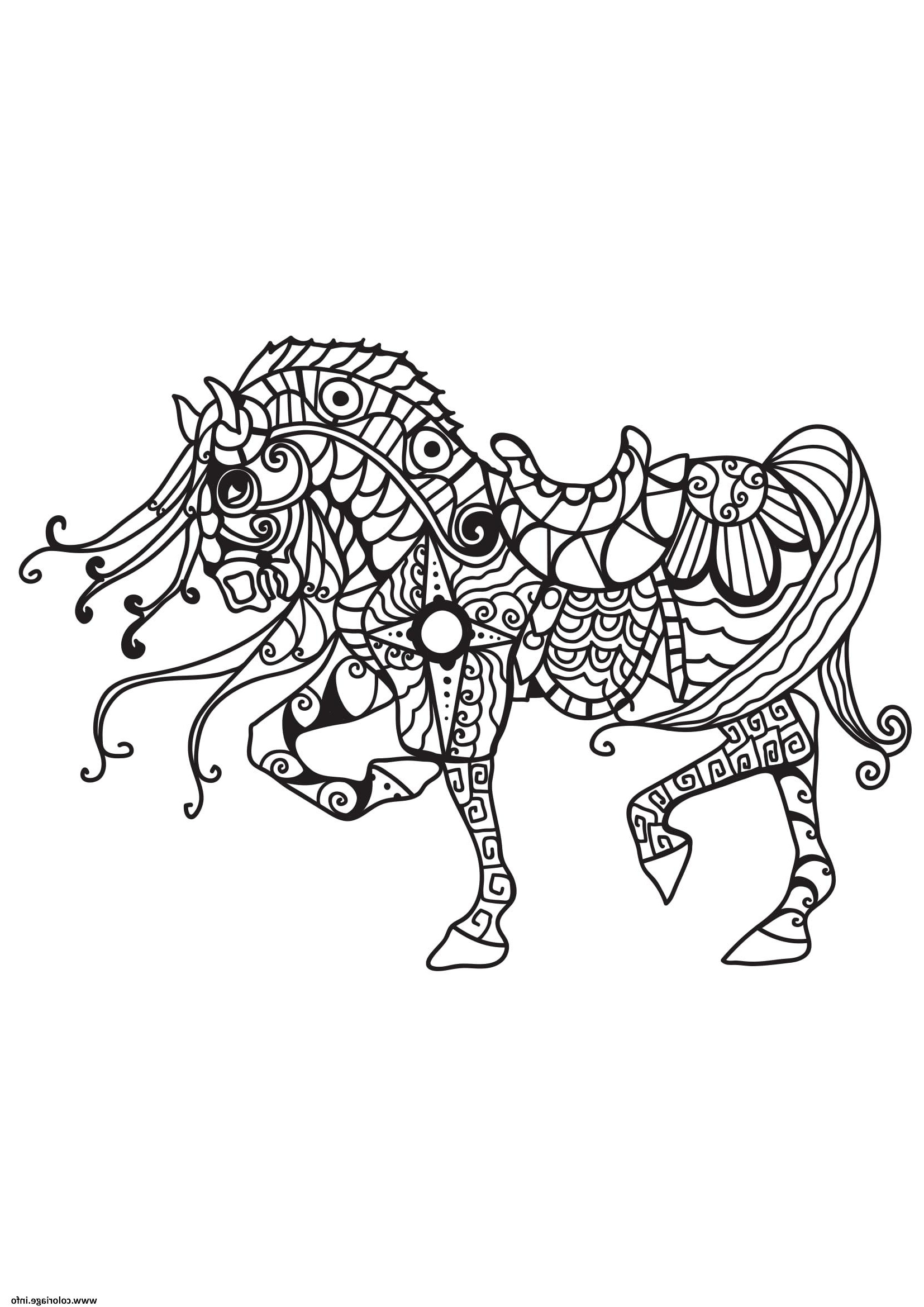 adulte cheval mandala 2 coloriage dessin