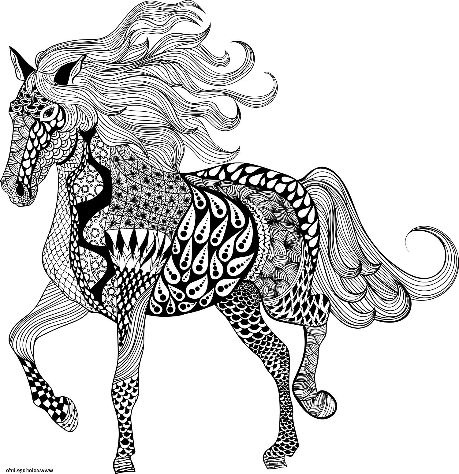 adulte mandala horse coloriage dessin