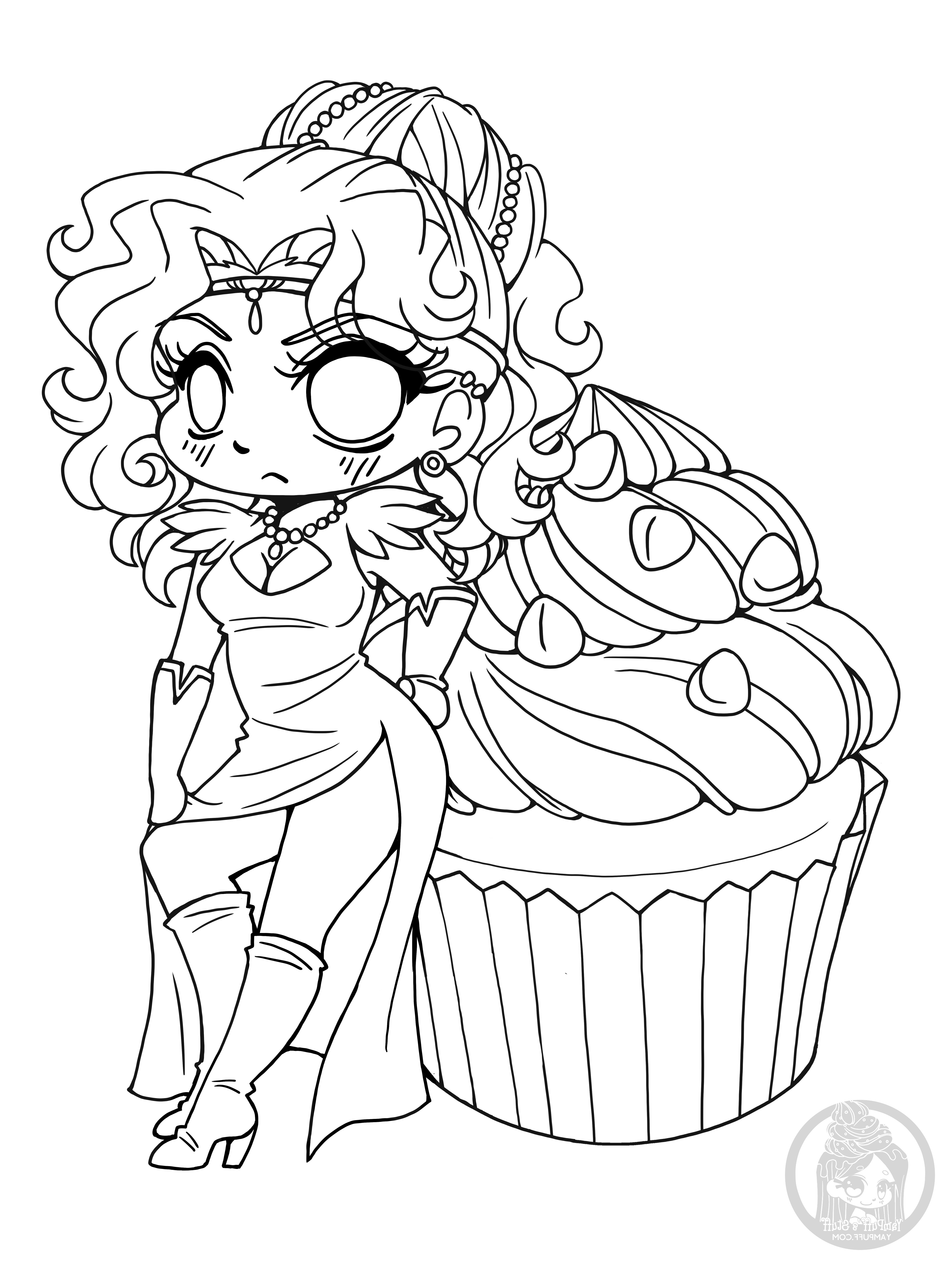 princesse a colorier chibi cupcake gratuit dessin par yampuff