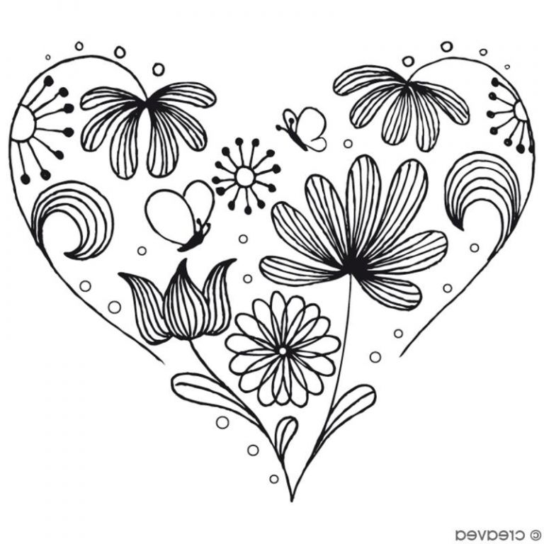 Coloriage Coeur Fleur Impressionnant Image Tampon Bois Coeur Fleurs 6 5 Cm Tampon Bois Creavea