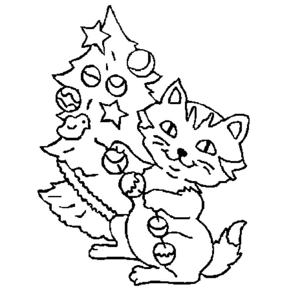 dessin de chat de noel