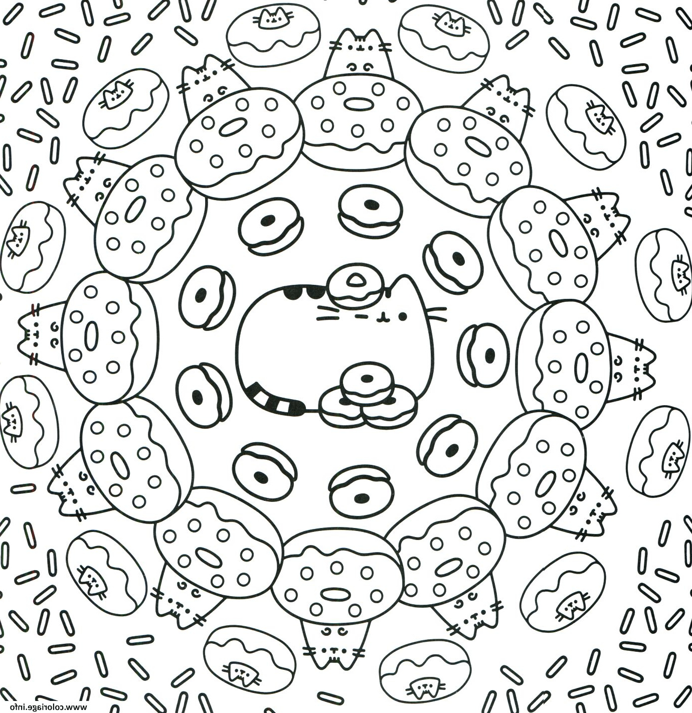 pusheen the cat donuts pattern coloriage dessin