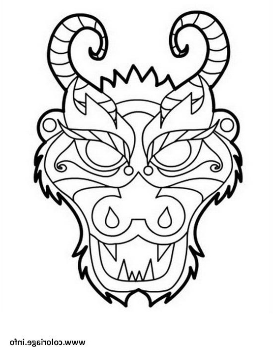 dragon masque tete coloriage dessin