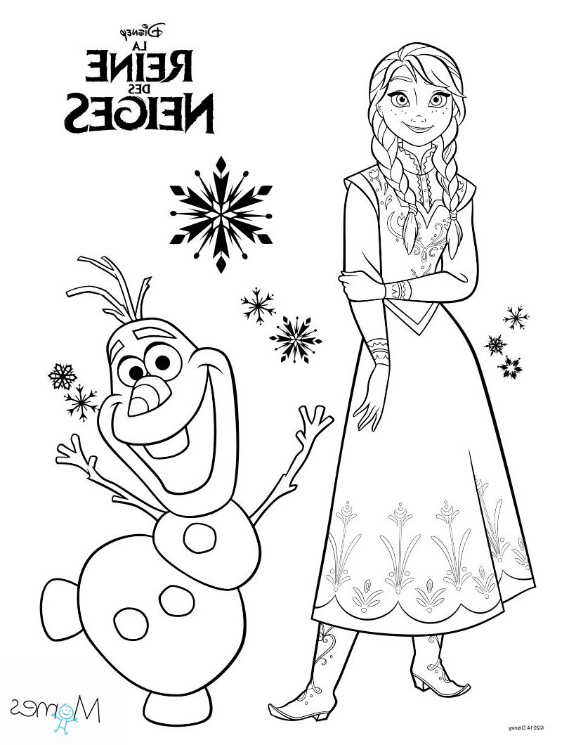 Coloriage Reine des Neiges Anna et Olaf