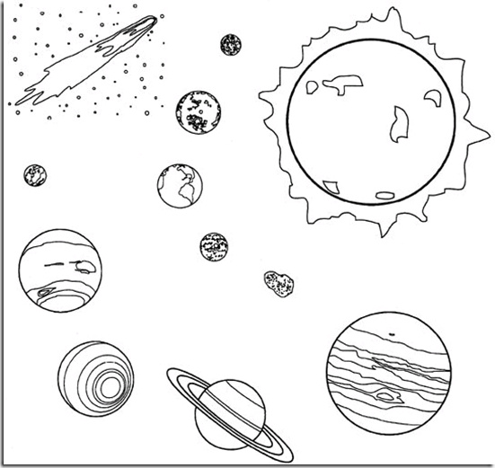 el sistema solar dibujos para colorear