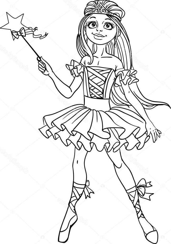 stock illustration cute dancing ballerina fairy black