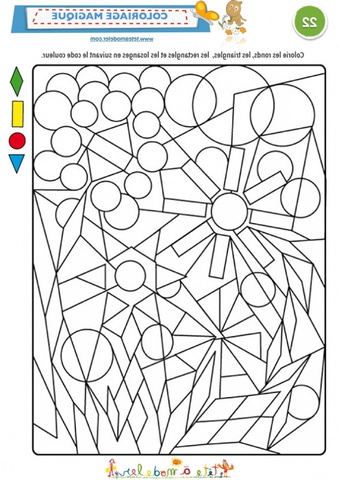 coloriage magique 22 a 4 formes geometriques