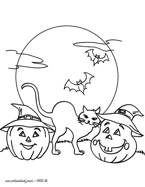 coloriage chat halloween chat nuit halloween gratuit
