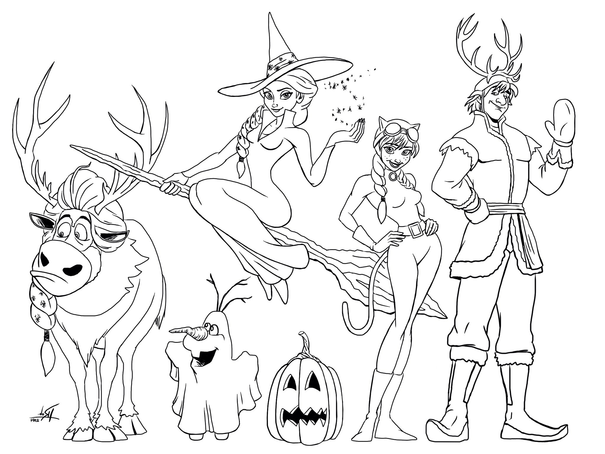 frozen halloween coloring page