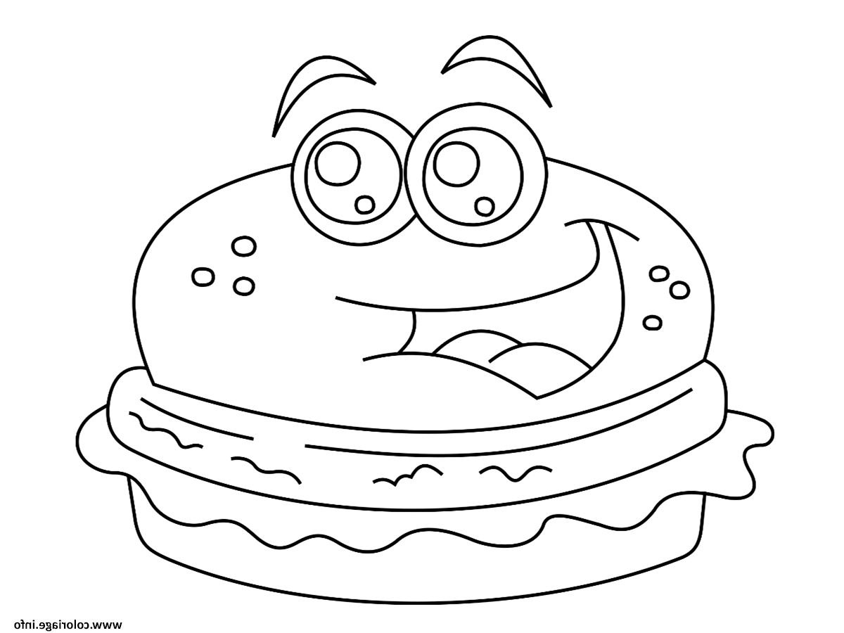 dessin burger kawaii coloriage