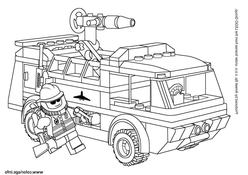 lego city pompier avec camion de pompier coloriage