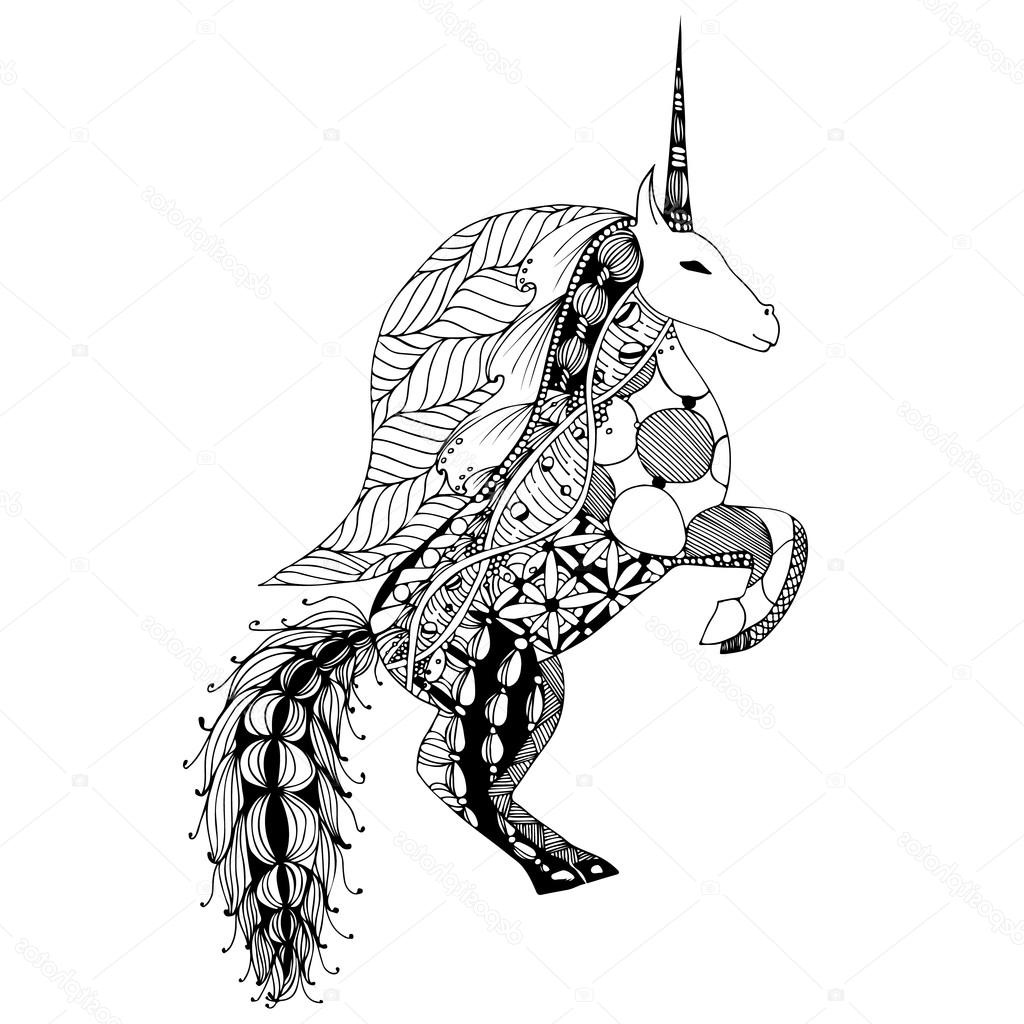 stock illustration hand drawing unicorn for adult