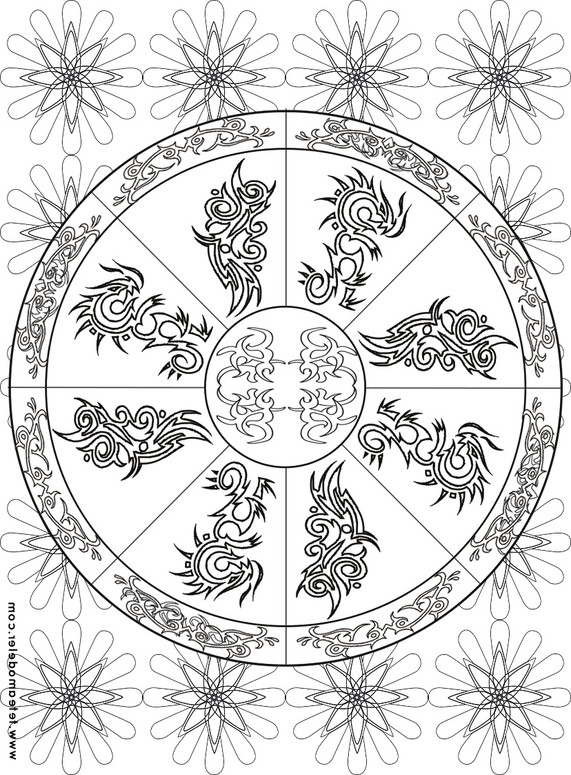 coloriage mandala motif tribal
