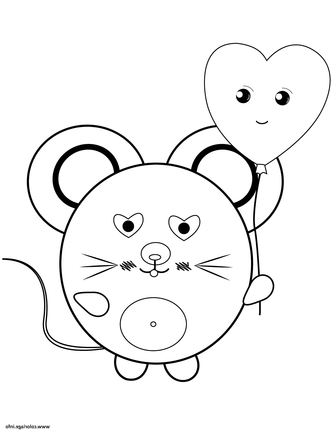 kawaii mouse coloriage