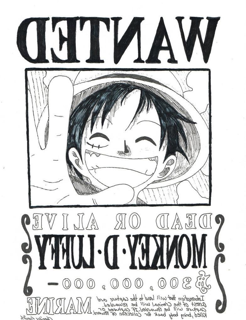 Wanted Poster of Luffy from e Piece